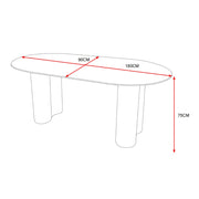 MESA DE COMEDOR VENEZIA, BASE DE METAL EFECTO NOGAL, TABLERO DE CERÁMICA TRAVERTINO BRILLANTE, 180X90X75CM