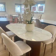 MESA DE COMEDOR KEYSHA, METAL, NOGAL, CERÁMICA, MOKA, 180X90CM