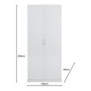 BARBARA WARDROBE IN WHITE WOOD WITH TWO DOORS 230X100X60CM