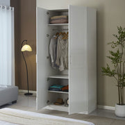 BARBARA WARDROBE IN WHITE WOOD WITH TWO DOORS 230X100X60CM
