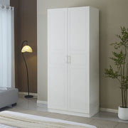 BARBARA WARDROBE IN WHITE WOOD WITH TWO DOORS 230X100X60CM