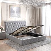 LIT COFFRE CORSICA EN VELOURS GRIS 140X190CM