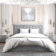 LIT COFFRE CORSICA EN VELOURS GRIS 140X190CM