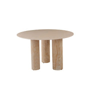 MESA DE COMEDOR ANAIS, PATAS DE METAL, TABLERO DE TRAVERTINO, TABLERO DE CERÁMICA BEIGE, 120 CM