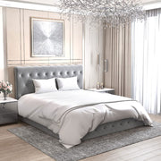 LIT COFFRE CORSICA EN VELOURS GRIS 140X190CM