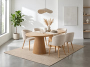 AMBER EXTENDABLE DINING TABLE -MDF LEGS WITH OAK EFFECT FINISH AND MDF TABLETOP. MEASUREMENTS 120/160/200X120X75CM