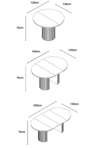 AMBER EXTENDABLE DINING TABLE -MDF LEGS WITH OAK EFFECT FINISH AND MDF TABLETOP. MEASUREMENTS 120/160/200X120X75CM