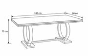 OMEGA GOLD DINING TABLE WITH WHITE MARBLE WITH GOLD FEETS . MEASUREMENTS 180X90CM