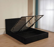 CAMA WITH SOMMIER STORAGE, WITH BLACK VELVET 160X200CM