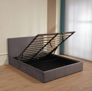 BASTIEN CAMA WITH STORAGE SOMMIER , GREY VELVET 140X190CM