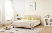 CAMA MELBOURNE CON SOMIER Y TERCIOPELO BEIGE 140X190CM