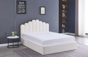 DOHA CAMA WITH SOMMIER STORAGE WITH SOFT DOUDOU WHITE VELVET 140X190CM