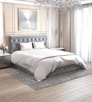 CORSICA CAMA WITH SOMMIER STORAGE WITH DIAMOND TUFTED AND GREY VELVET 180X200CM