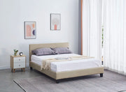 MELBOURNE BED WITH SOMMIER WITH TAUPE LEATHER 140X190CM