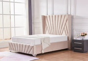 BONIFACIO SOMMIER BED WITH BEIGE VELVET 140X190CM