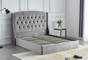 Cama con canapé SULTAN SOMMIER, diseño capitoné con terciopelo negro 180x200cm
