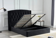 CAMA CANAPÉ ABATIBLE SULTAN CON DISEÑO CAPITONÉ DE TERCIOPELO NEGRO 180X200CM