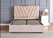 CAMA CANAPÉ VERA DE TERCIOPELO BEIGE 140X190CM