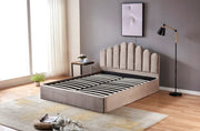 CAMA DOHA TAPIZADA CON ALMACENAMIENTO EN TERCIOPELO MOCCA 140X190CM