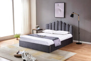 DOHA SOMMIER STORAGE BED WITH GREY VELVET 140X190CM