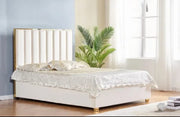 CAMA SOMIER TONY CON RIBETE DORADO Y TERCIOPELO BEIGE 140X190CM