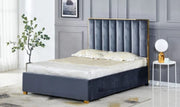 TONY SOMMIER BED WITH GOLD TRIM AND BEIGE VELVET 160X200CM