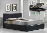BASTIEN SOMMIER STORAGE  BLACK FAUX LAETHER BED 140X190CM