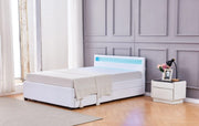 Cama canapé LED de polipiel blanca con cajones de 140x190cm