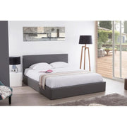 CAMA BASTIEN SOMMIER CON ALMACENAJE DE PIEL SINTÉTICA GRIS 140X190CM