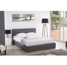 BASTIEN SOMMIER STORAGE  GREY FAUX LAETHER BED 140X190CM
