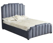 CAMA PEPPER CON DISEÑO CAPITONÉ LINEAL Y TERCIOPELO GRIS 140X190CM