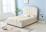 PEPPER BED WITH LINEAR TUFTED DESGIN AND BEIGE VELVET 140X190CM