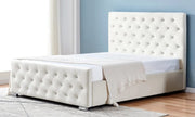 CAMA ABOTONADA PRESTIGE DIAMOND CON SOMIER Y TERCIOPELO BLANCO ROTO 140X190CM