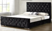 PRESTIGE DIAMOND TUFTED BED WITH SOMMIER AND BALCK VELVET 160X200CM