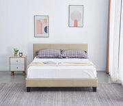 MELBOURNE BED WITH SOMMIER AND TAUPE FAUX LEATHER 160X200CM