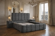 PIANO CANAPE STORAGE BED WITH GREY FABRIC 160X200CM