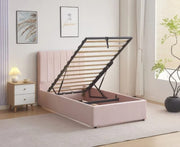 CAMA ARCÓN DELHI DE TERCIOPELO ROSA 90X190CM