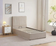 CAMA DELHI CON CANAPÉ ABATIBLE Y TERCIOPELO TOPO 90X190CM