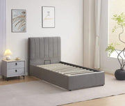 DELHI CANAPE STORAGE BED WITH GREY VELVET 90X190CM
