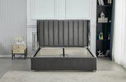 PRINCE SOMMIER STORAGE BED WITH GREY VELVET 140X190CM
