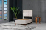 CAMA DE ALMACENAMIENTO CANAPÉ CUBA CON TERCIOPELO BEIGE 90X190CM