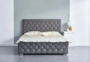 CAMA CANAPÉ PRESTIGE CON CAPITONÉ DE ROMBOS Y TERCIOPELO GRIS 160X200CM