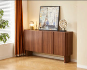 AMBER WALNUT SIDEBOARD-4 DOORS WITH 180X37X96 CM AND MDF WITH SOFT -CLOSE HINGES