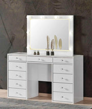 TOCADOR BLANCO CON ESPEJO LED Y 13 CAJONES DE ALMACENAMIENTO