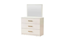 BEIGE DRESSING TABLE WITH  MIRROR AND MULTIPLE 3 STORAGE DRAWERS