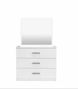 WHITE DRESSING TABLE WITH  MIRROR AND MULTIPLE 3 STORAGE DRAWERS