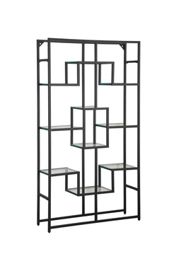 RICHMONT SHELF BLACK METAL 100X30X180CM . TEMPERED GLASS SHELVES BLACK METAL FRAME
