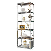 LIBRERÍA ARYA CON ESTANTES DE CRISTAL Y CROMO Y ESTRUCTURA DE ACERO CROMADO DE 60X40X180CM