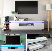 MUEBLE TV KATE BLANCO CON 3 CAJONES, ESTANTES Y ESTRUCTURA DE MDF LACADO 130X35X45CM