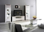 MISTRAL TV CABINET WITH WHITE AND SIDES BLACK WITH STOARGE DOORS AND OPEN SHELF